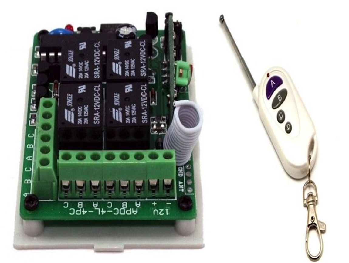 12V 433MHz 4 Kanallı Kablosuz Kumandalı RF Alıcılı Röle Modülü (Kutulu)12V 433MHz 4 Kanallı Kablosuz Kumandalı RF Alıcılı Röle Modülü (Kutulu)