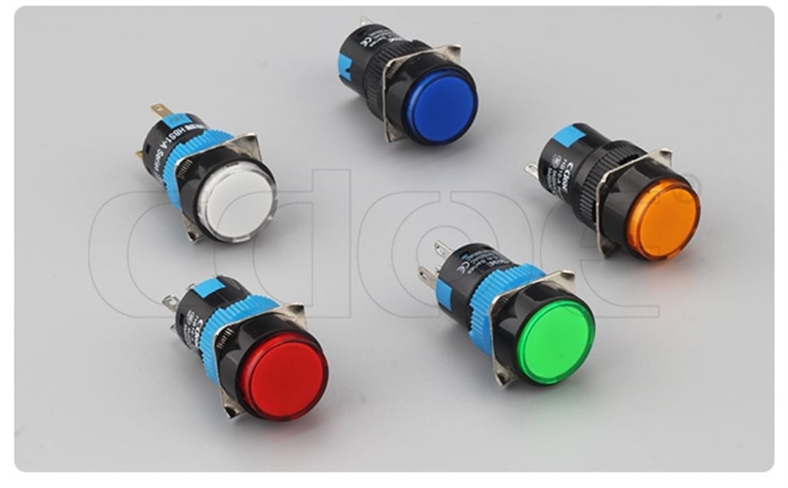 16mm Yuvarlak Yaylı Ledli Buton 10V-30V Sarı