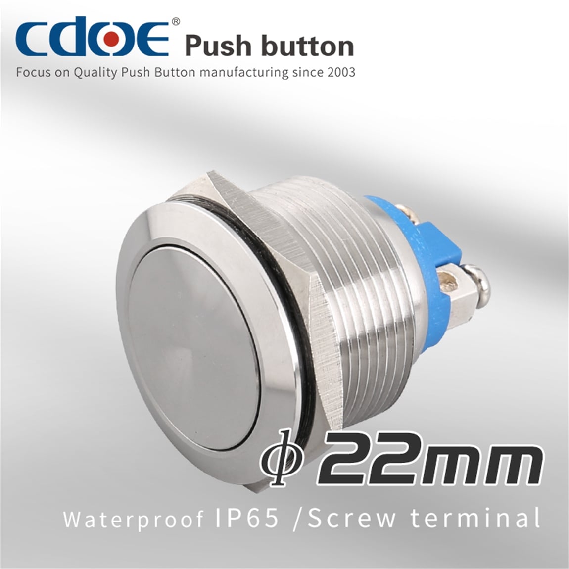 22mm Metal Buton Paslanmaz Çıkık Kafa 1No IP65