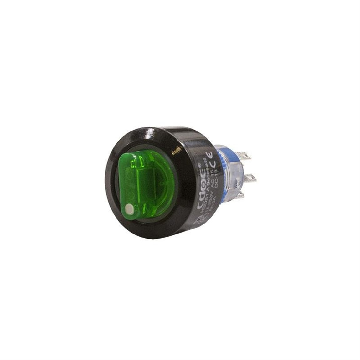 22mm Yeşil Mandal Buton Off-On 10V-30V 5P