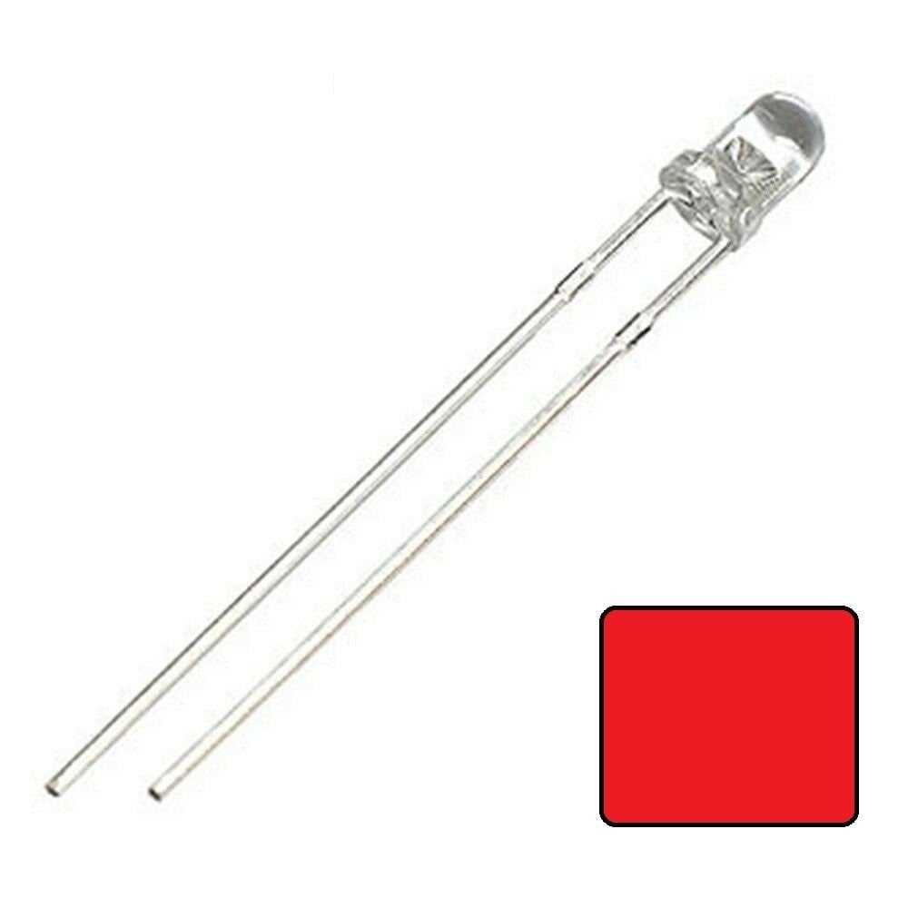 3mm Şeffaf Kırmızı Led - 10'lu Paket