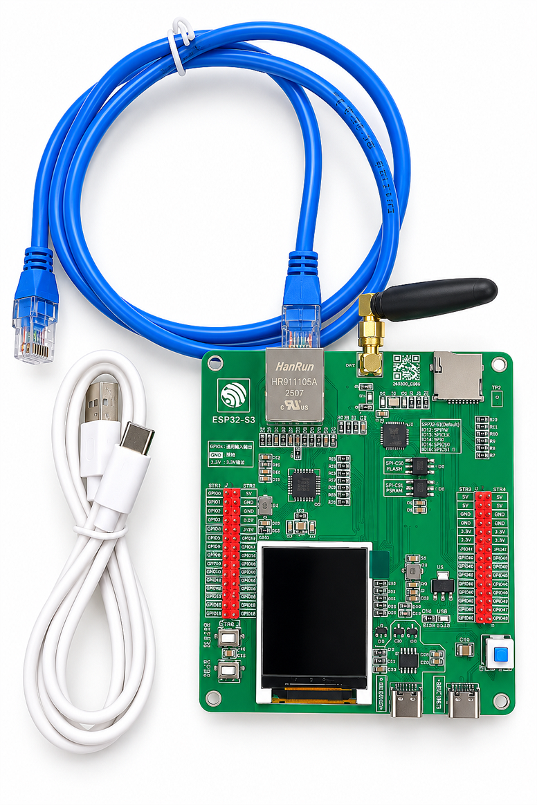 ESP32-S3 Ethernet W5500 N16R8 1.77 İnç LCD Ekranlı 2.5dbi WiFi Bluetooth Geliştirme KartıESP32-S3 W5500 Ethernet 1.77 İnç LCD Kart | Robo Dünya