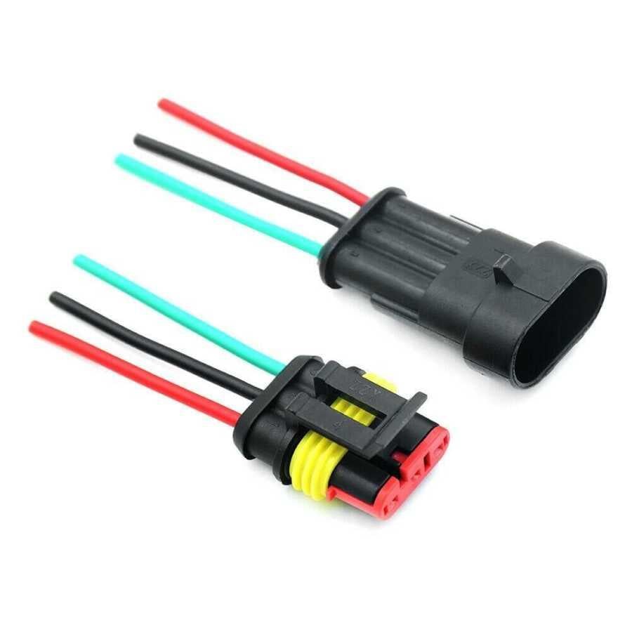Kablolu 3-Pin Su Geçirmez Konnektör TakımıKablolu 3-Pin Su Geçirmez Konnektör Takımı