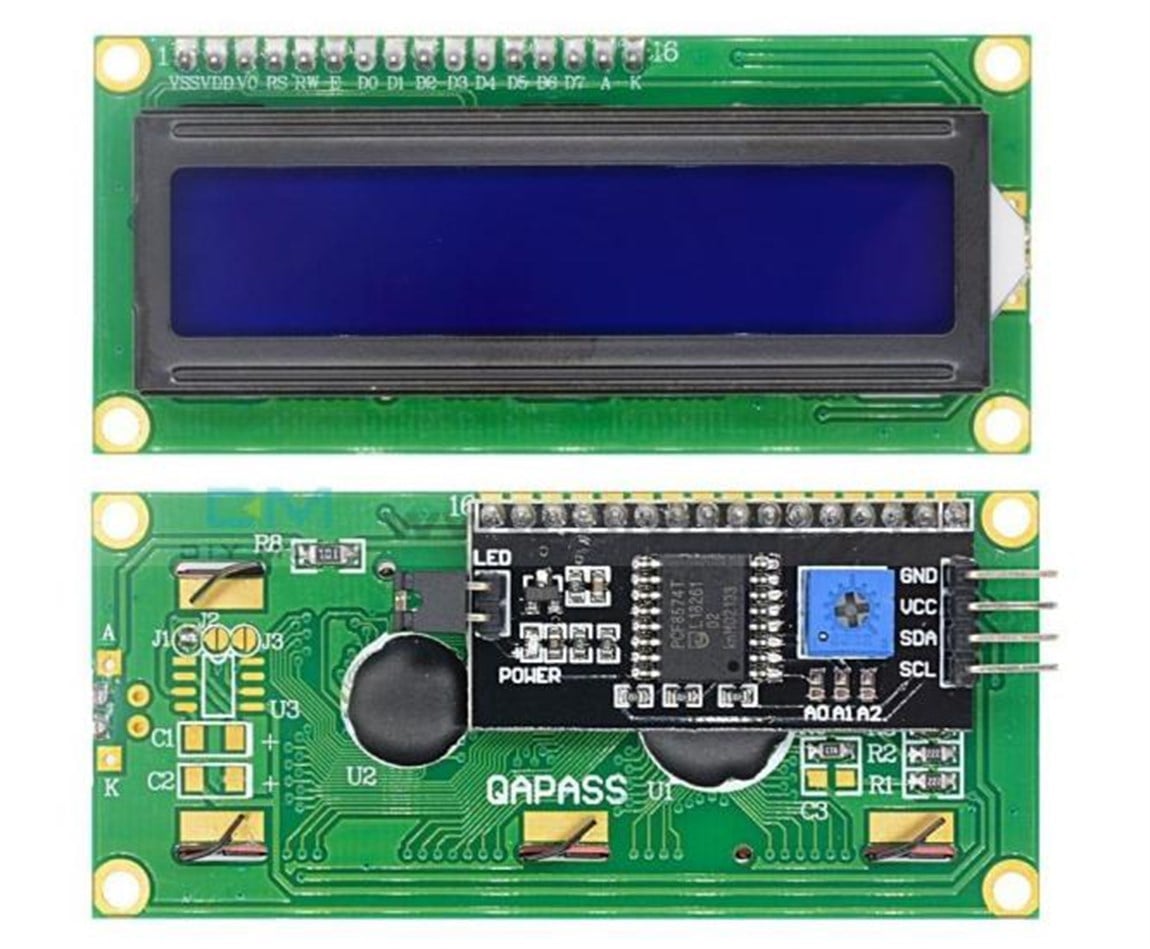 LCD1602 Haberleşmeli Arayüz Kartlı IIC/I2C Mavi Işıklı
