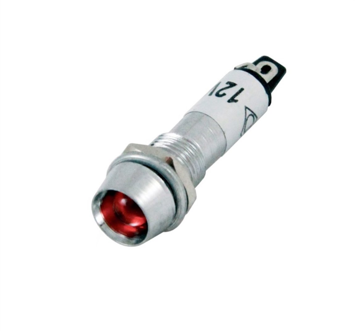 SİNYAL LAMBASI LEDLİ METAL 8MM 12V KIRMIZI