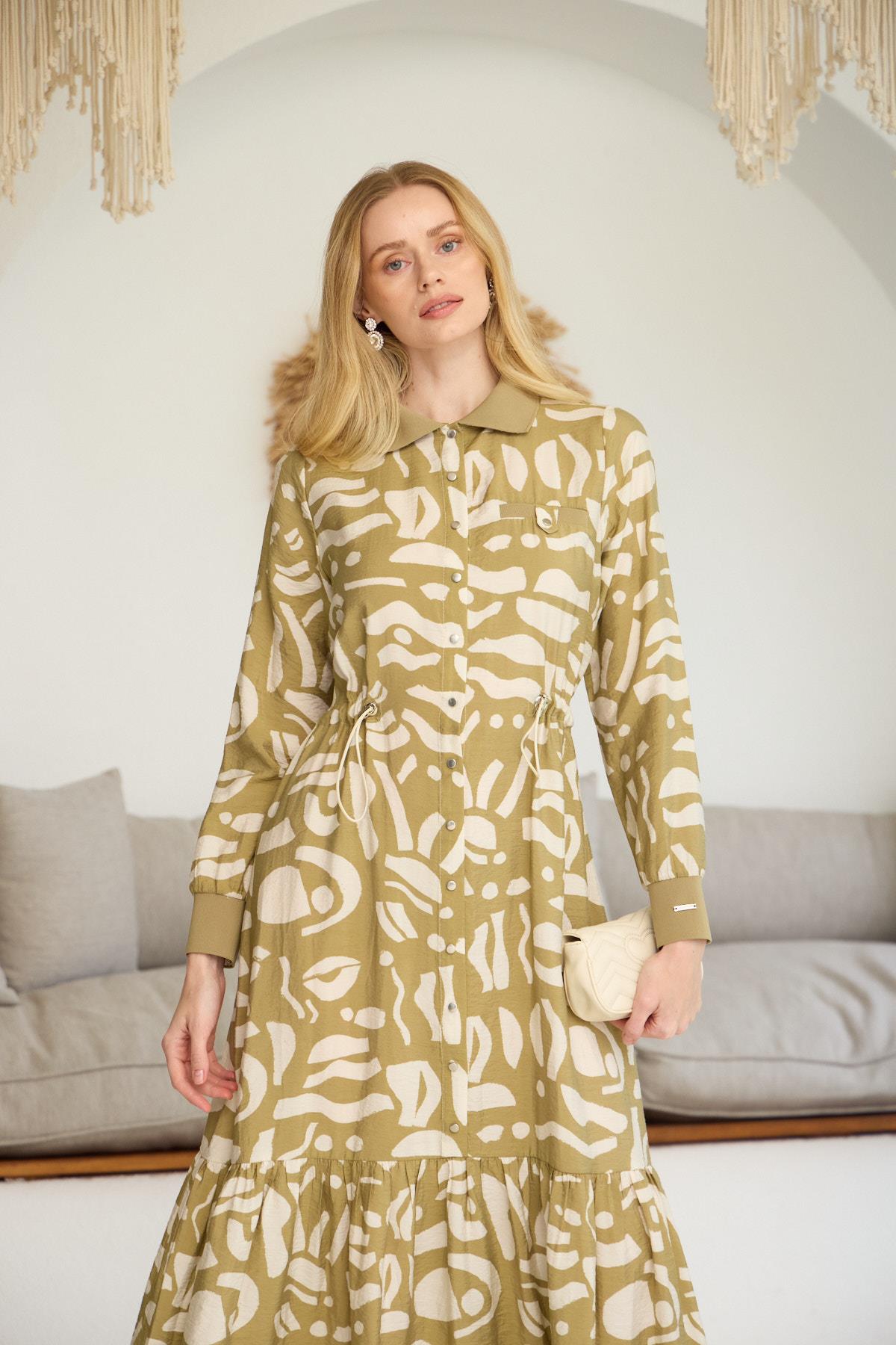 DESENLİ TENSEL ELBİSE