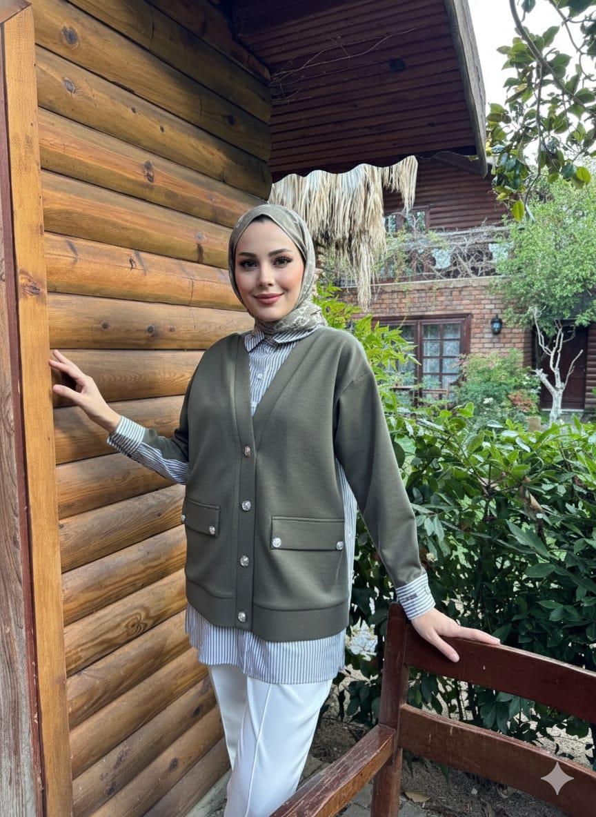 HIRKA GÖRÜNÜMLÜ DÜĞMELİ TUNİK