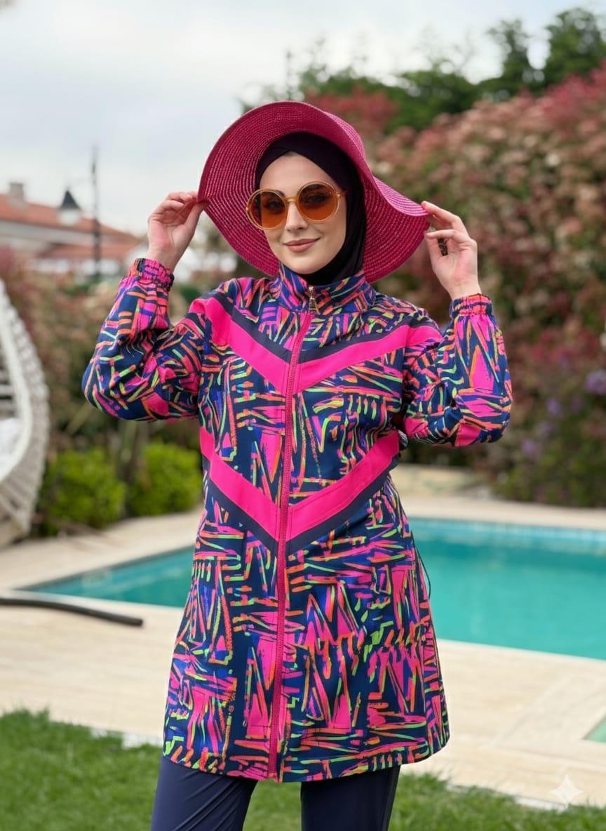 RENKLİ DESENLİ TESETTÜR MAYO