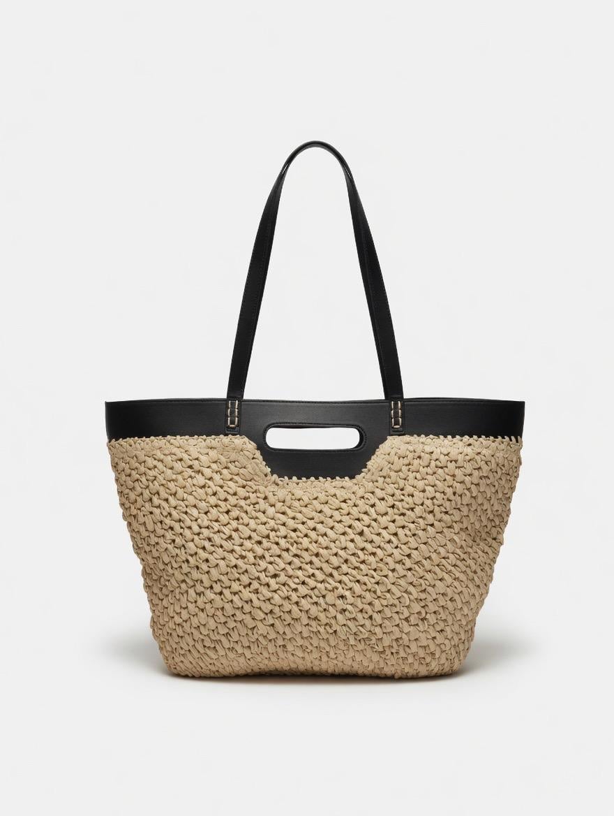 UZUN DERİ ASKILI HASIR ÇANTA