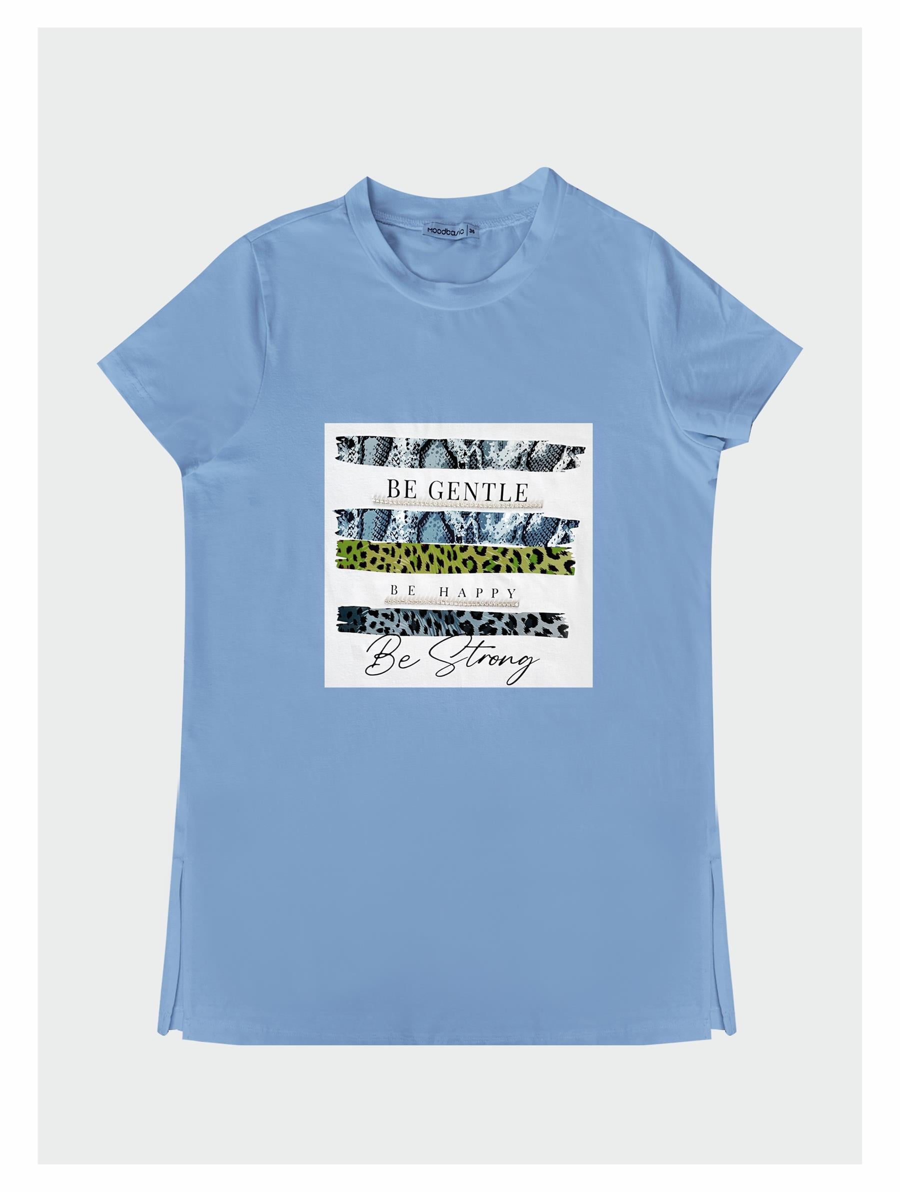 YAZILI RENKLİ BASKILI T-SHIRT