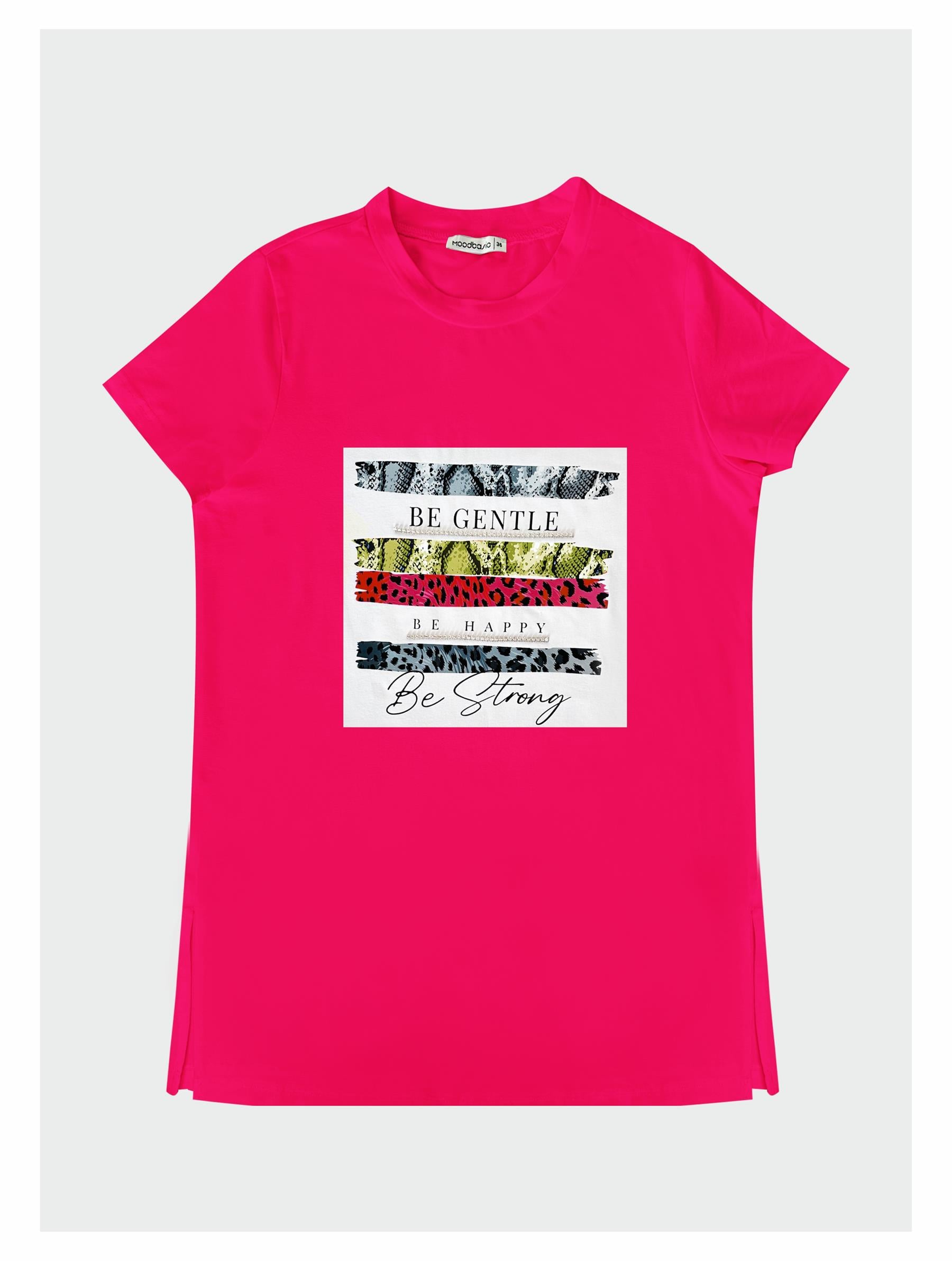 YAZILI RENKLİ BASKILI T-SHIRT