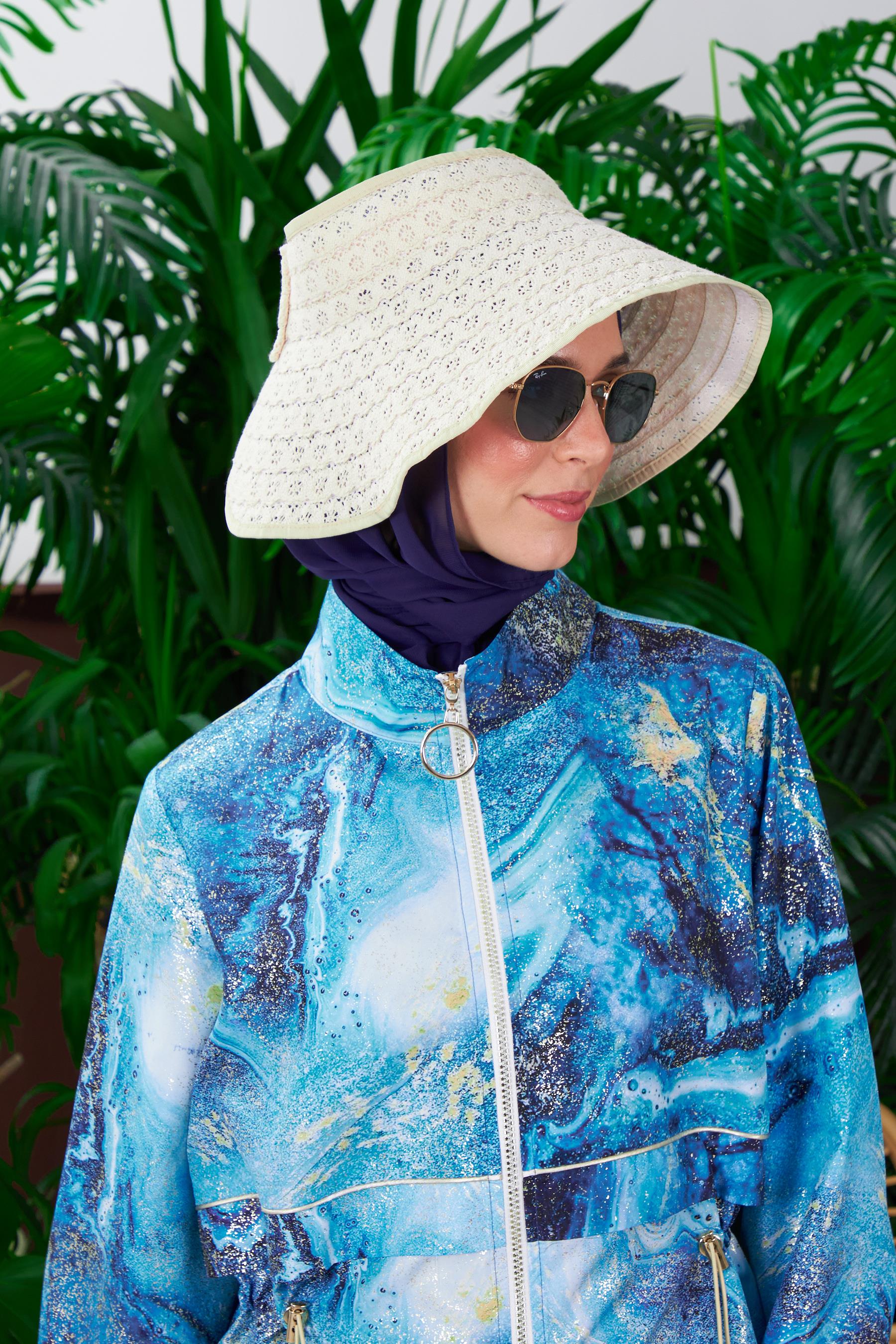 DANTELLİ GENİŞ HASIR ŞAPKA