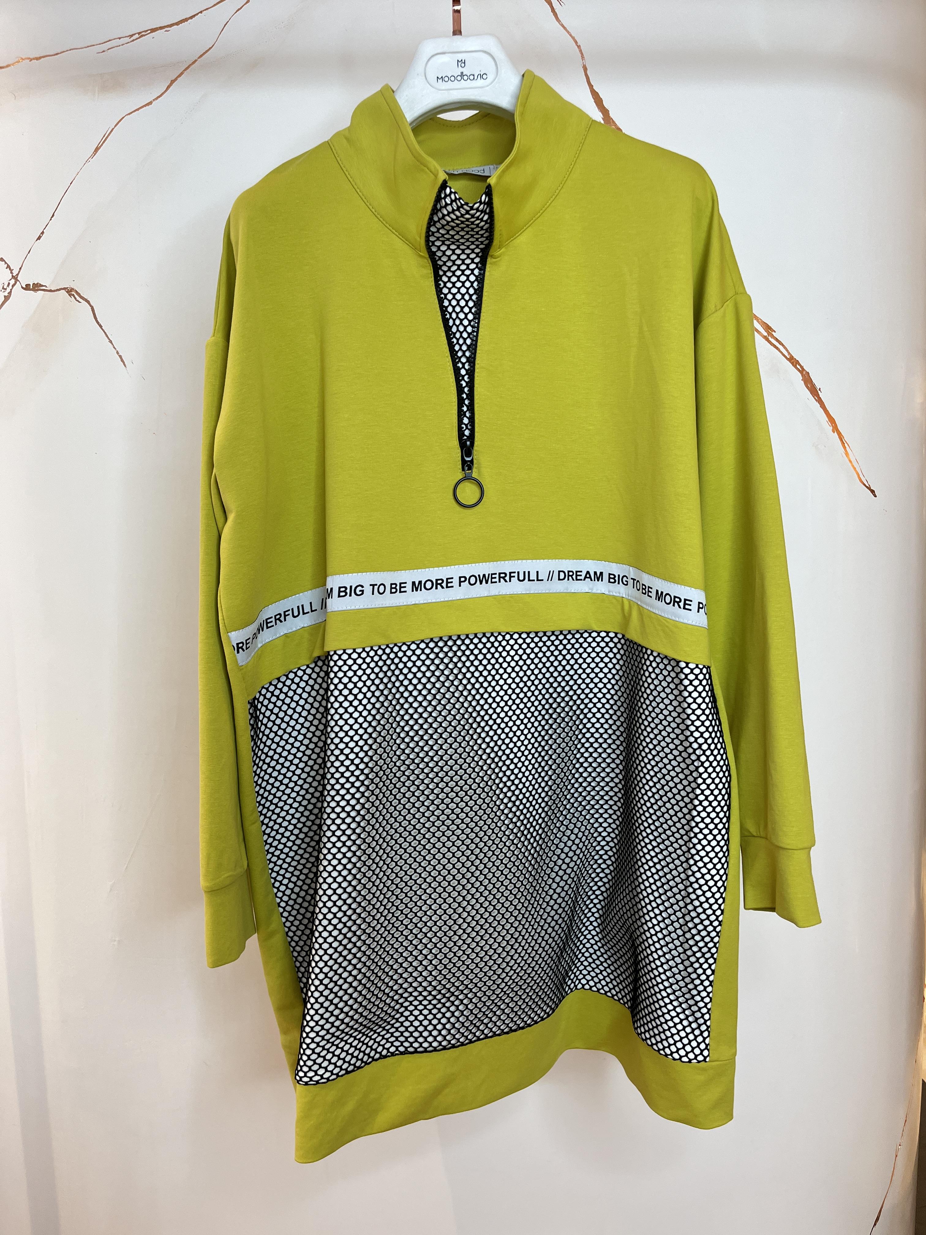 DİK YAKA FİLELİ SWEATSHIRT