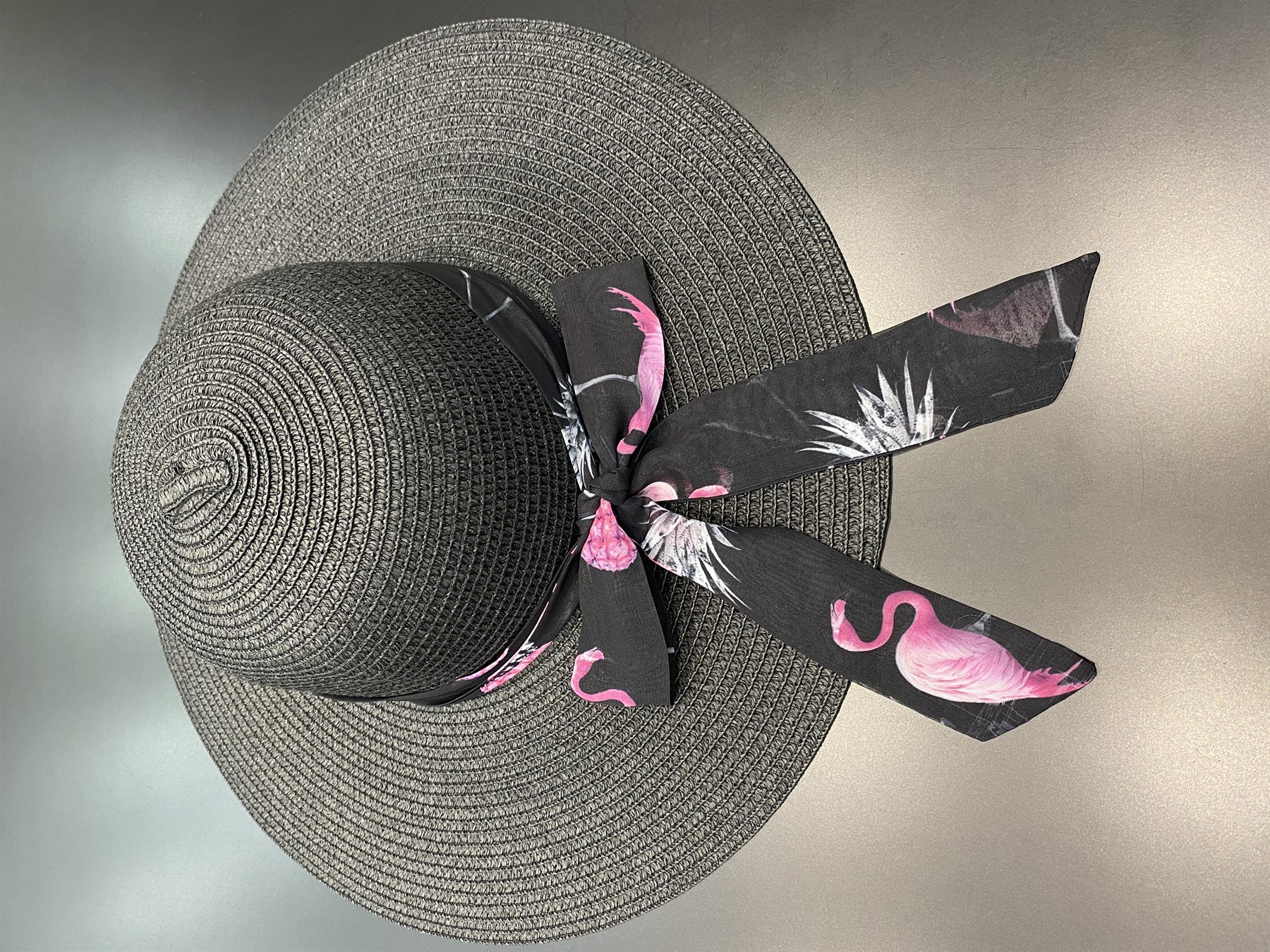 FLAMİNGO DESENLİ HASIR ŞAPKA