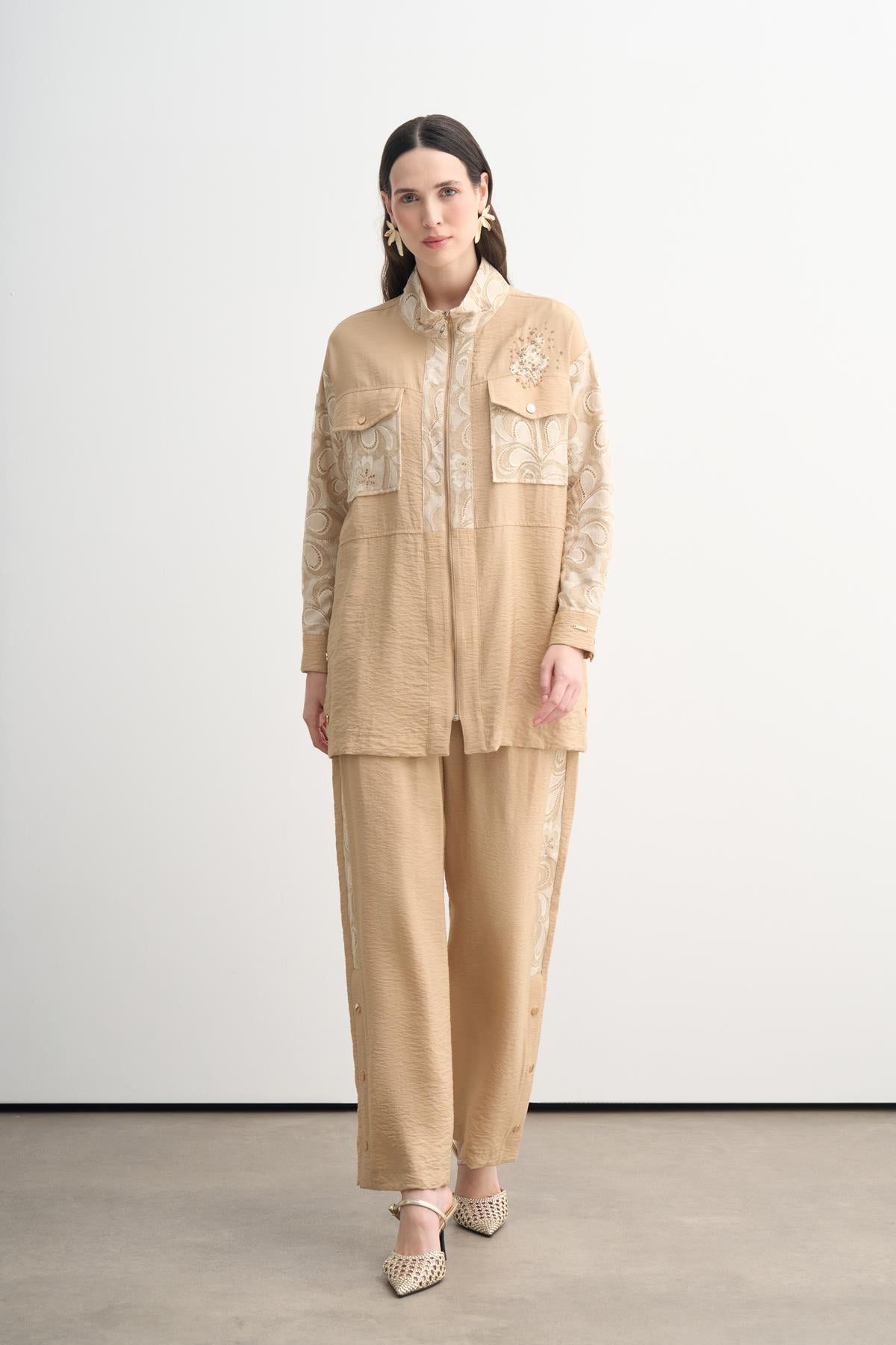 GOLD DANTELLİ İŞLEMELİ CUPRA TAKIM