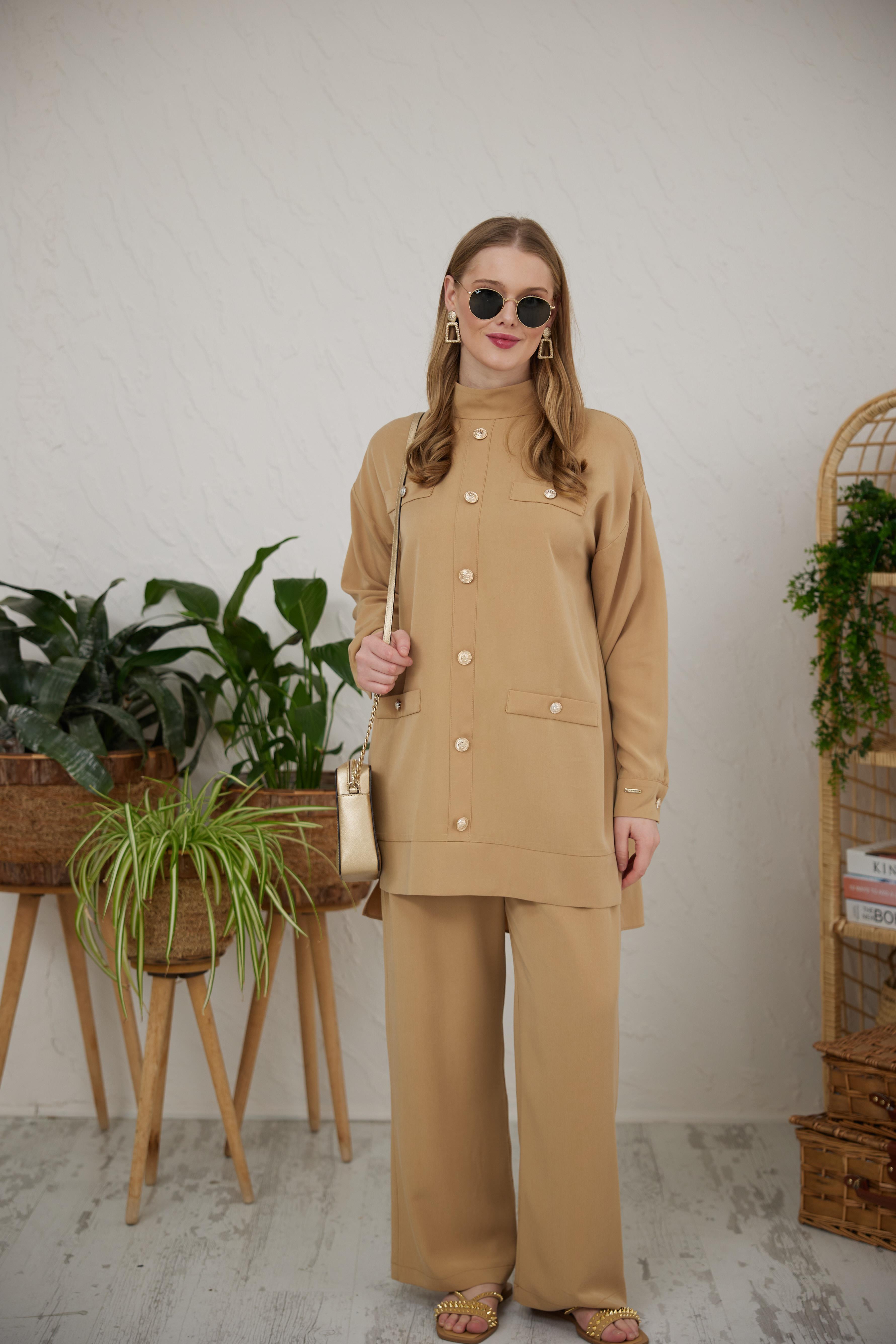 GOLD DÜĞMELİ TENCEL CUPRA TAKIM