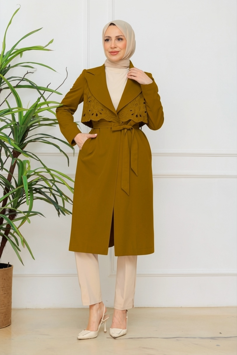 NAKIŞ DETAYLI TRENÇKOT