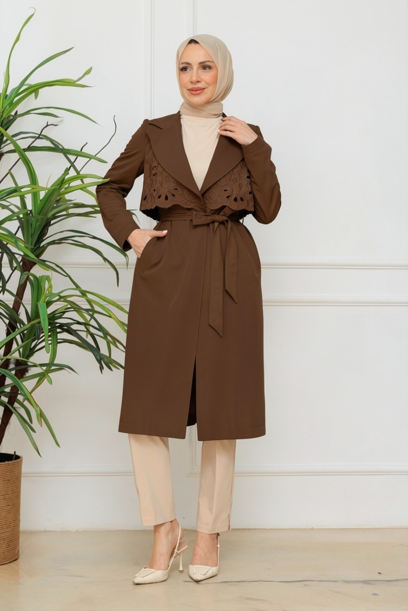 NAKIŞ DETAYLI TRENÇKOT