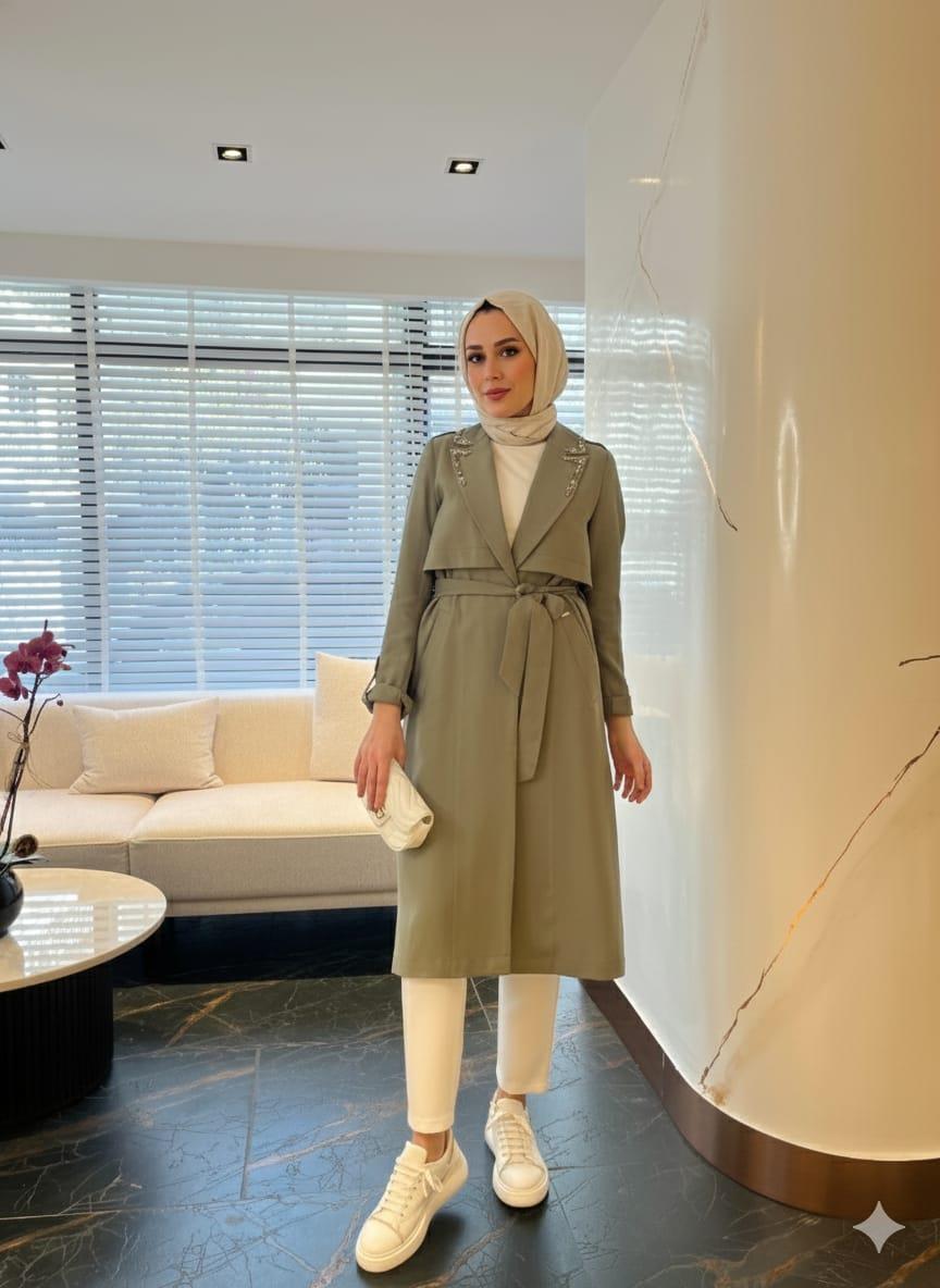 TAŞ İŞLEMELİ ASTARSIZ CUPRA TRENCH