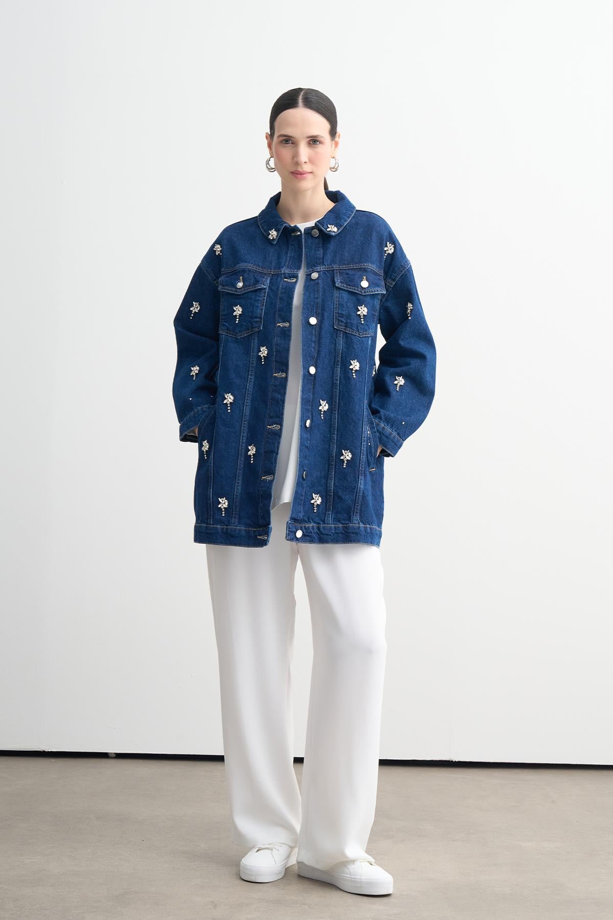 TAŞLI UZUN KOT CEKET