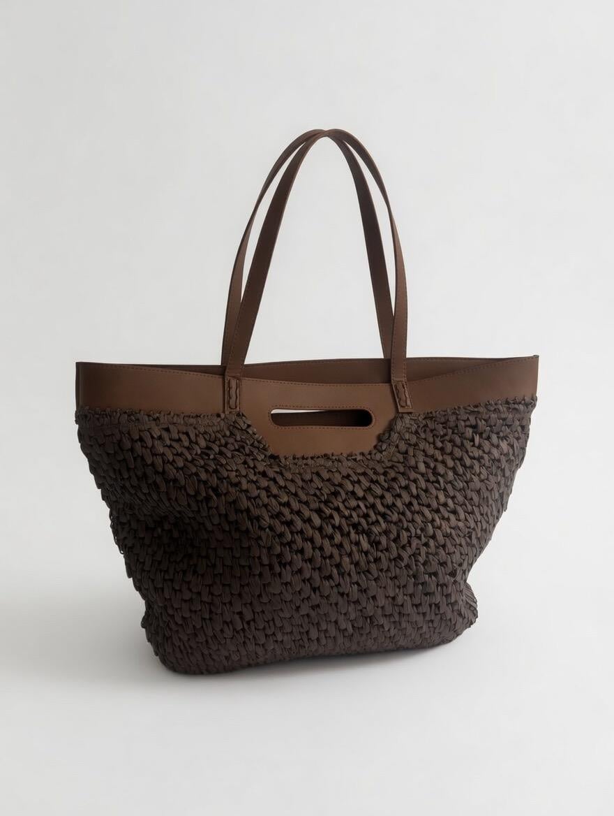 UZUN DERİ ASKILI HASIR ÇANTA