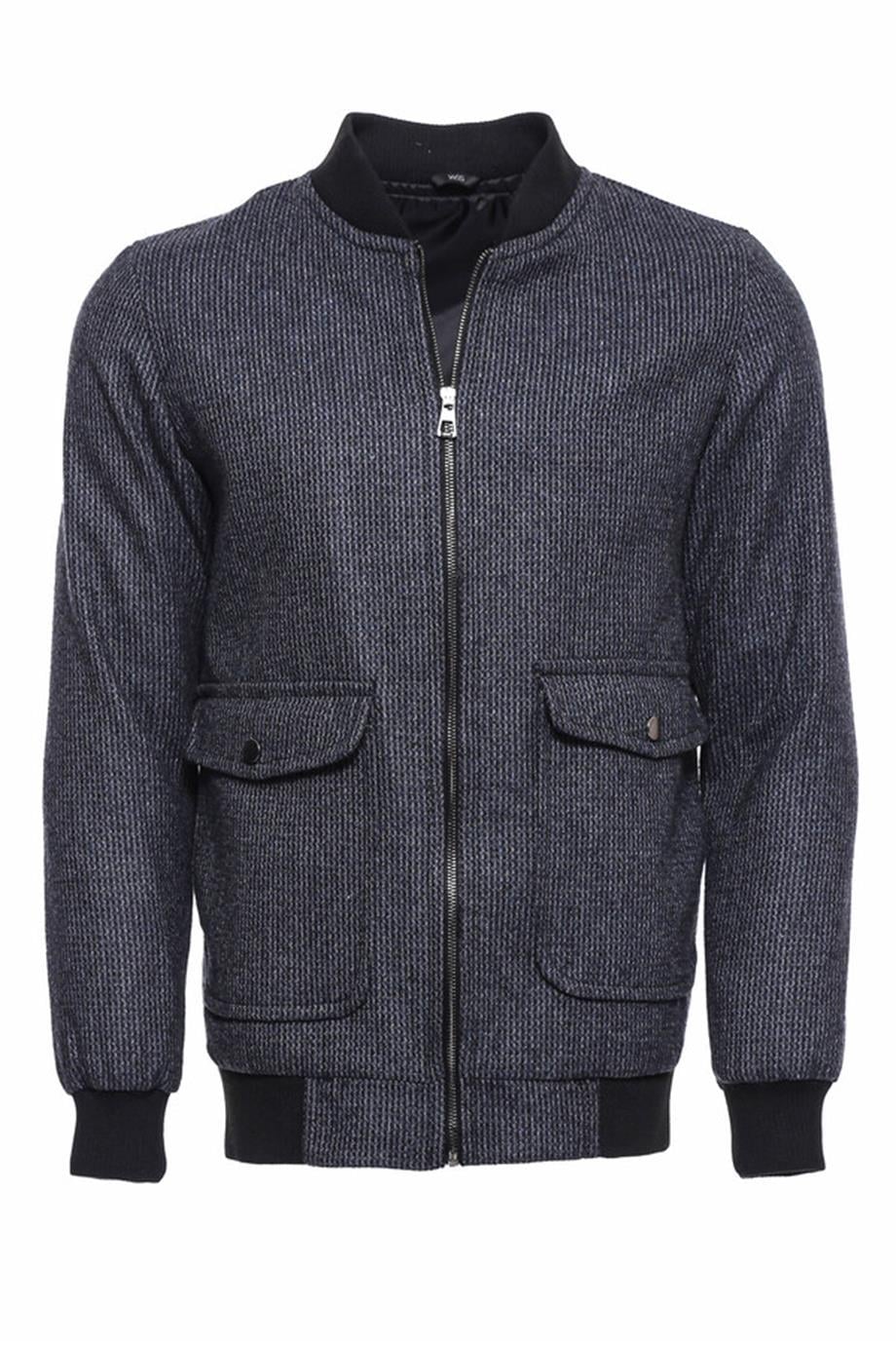 Desenli Gri Bomber Mont (Slim Fit) | Wessi