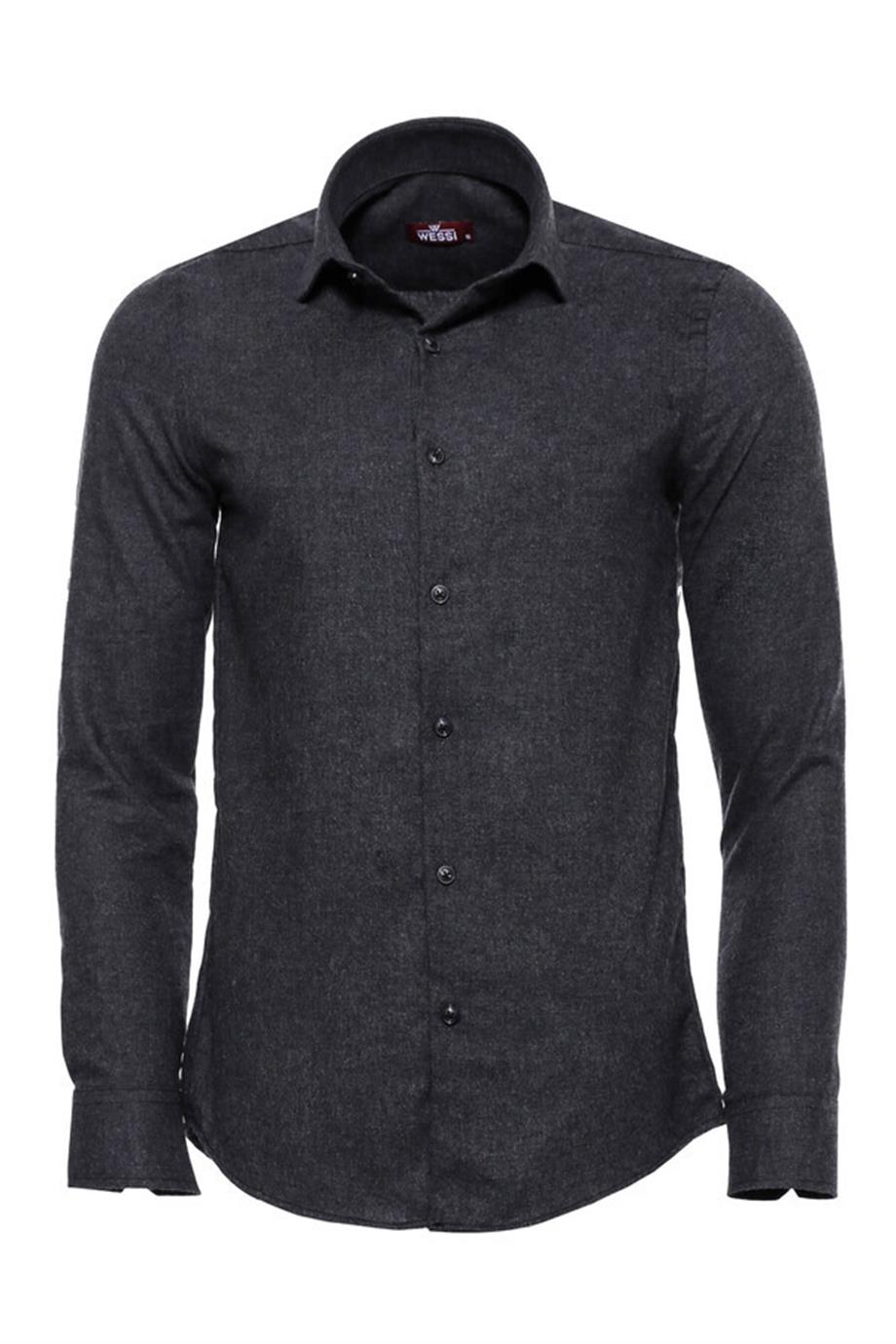 Desensiz Slim Fit Oduncu Koyu Gri Erkek Gömlek