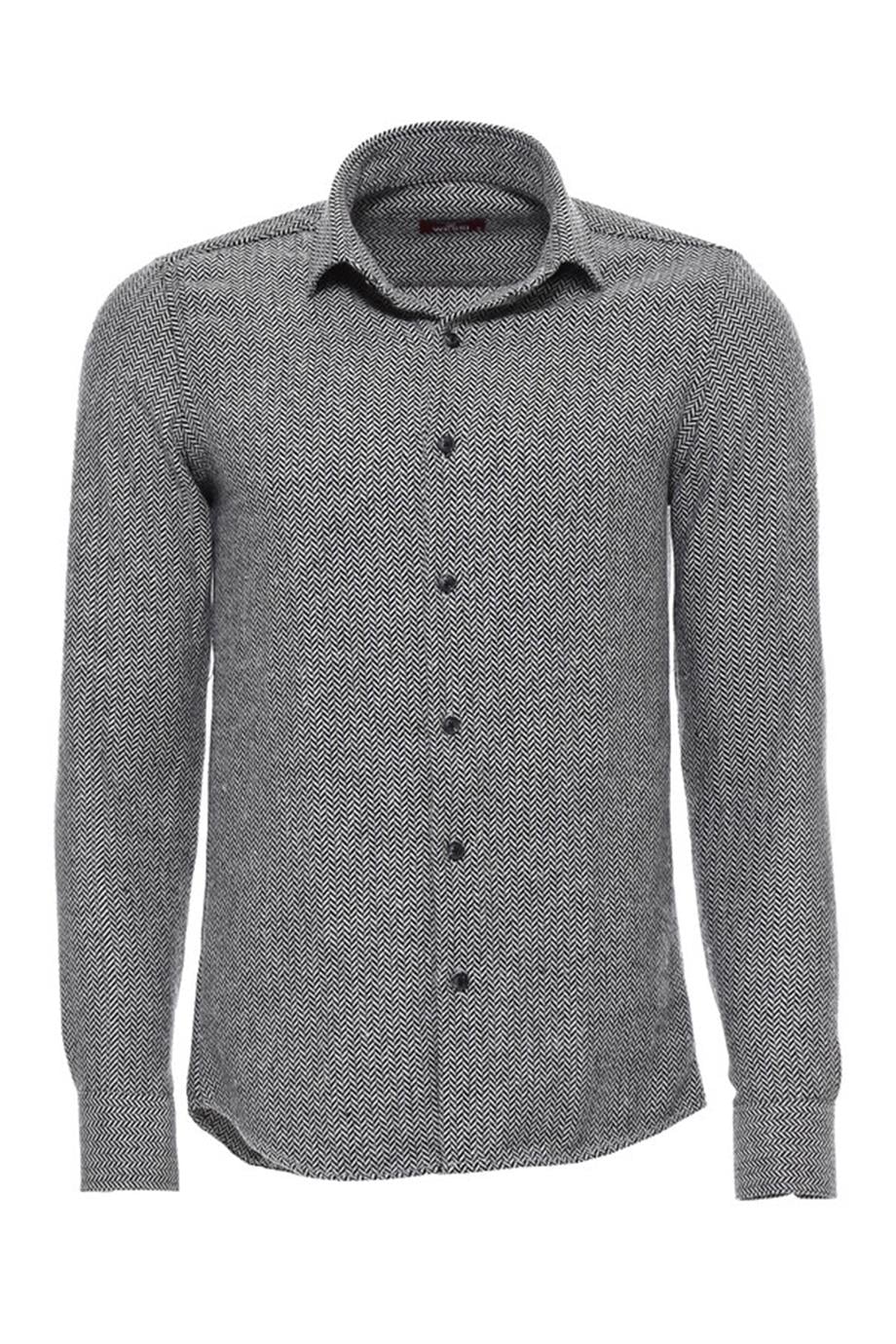 Gri Desensiz Slimfit Oduncu Gömlek