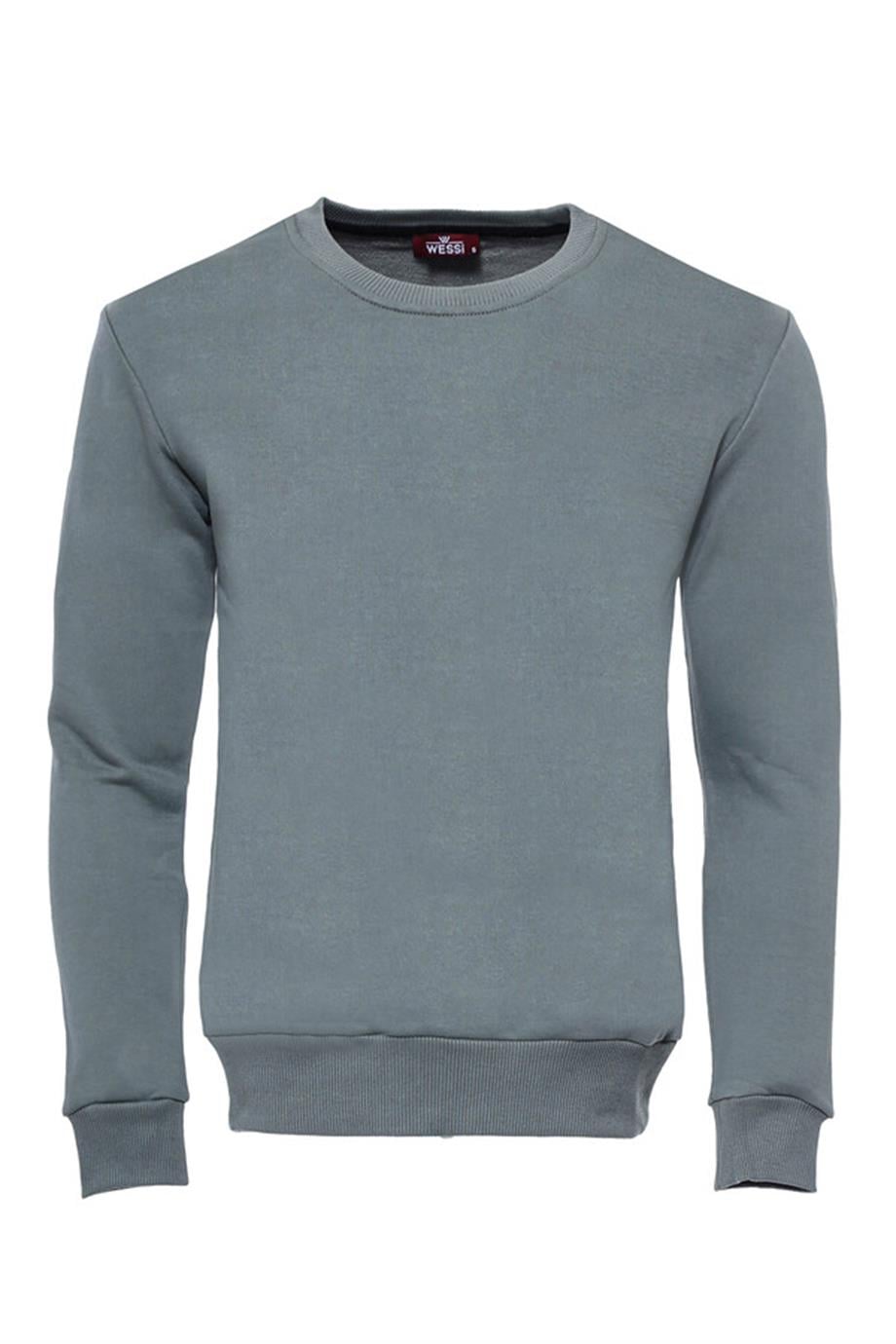 Haki Desensiz Bisiklet Yaka Sweatshirt