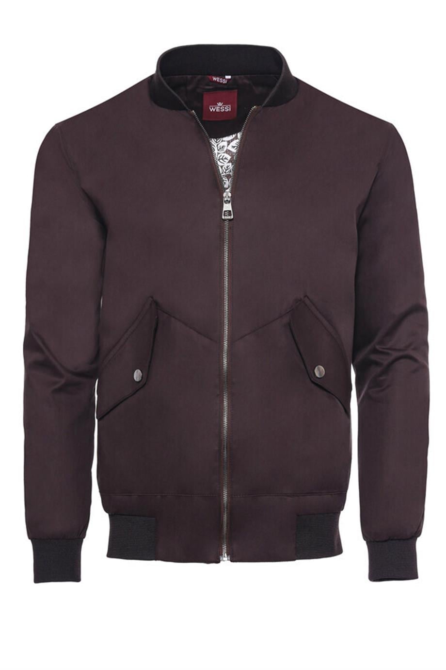 Koyu Kahve Cep Detaylı Bomber Mont