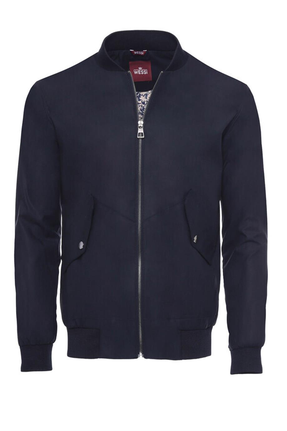 Lacivert Cep Detaylı Bomber Mont