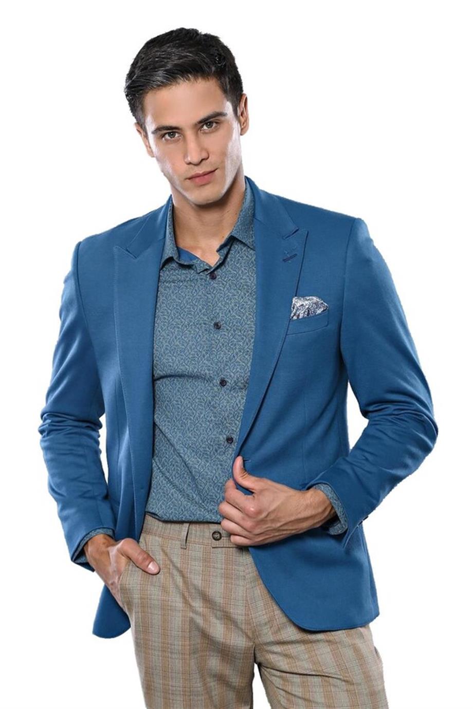 Penye Lacivert Slim Fit Ceket | Wessi