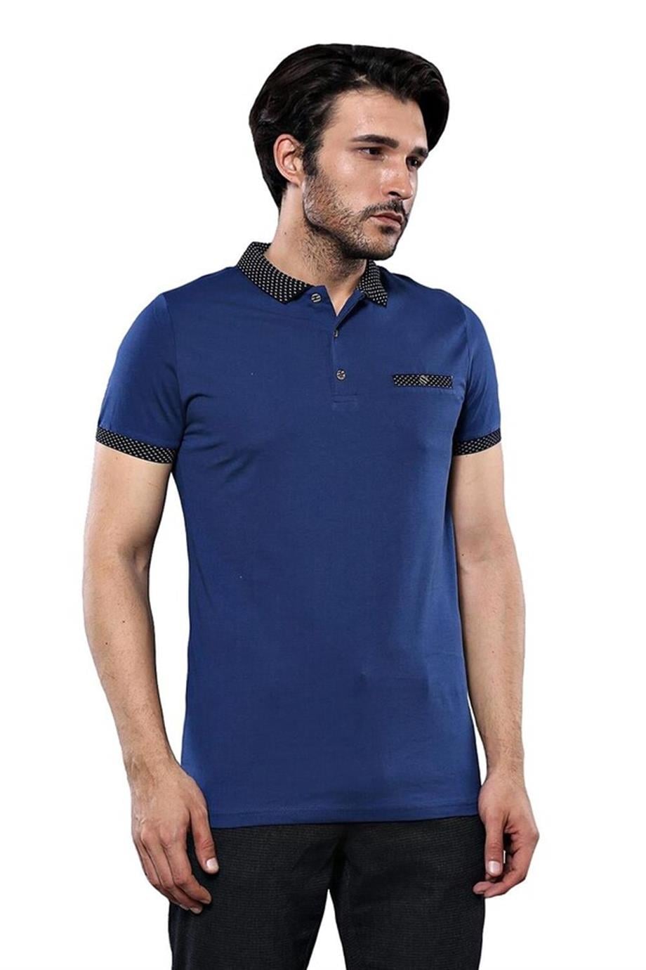 Polo Yaka Mavi T-shirt | Wessi