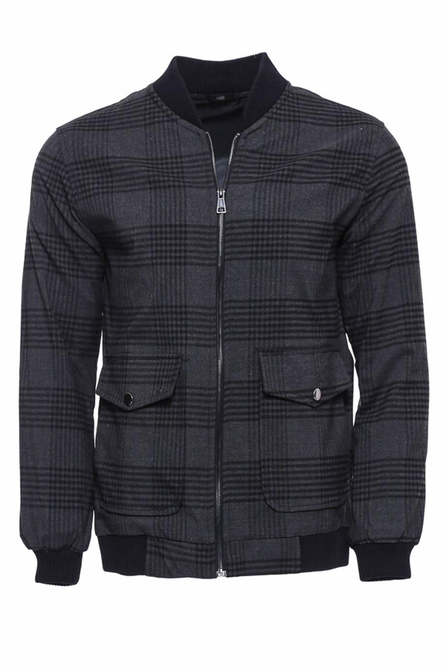 Siyah Çizgili Bomber Ceket | Wessi