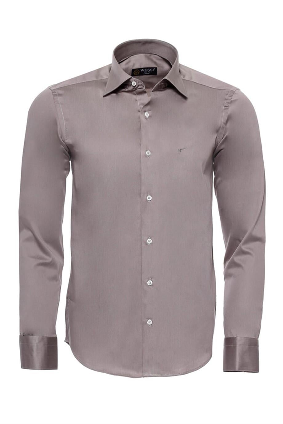 Slimfit Uzun Kollu Gri Erkek Gömlek