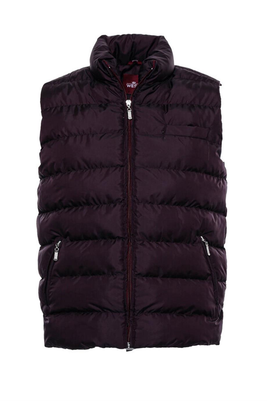 Bordo Cep Fermuarlı Şişme Yelek