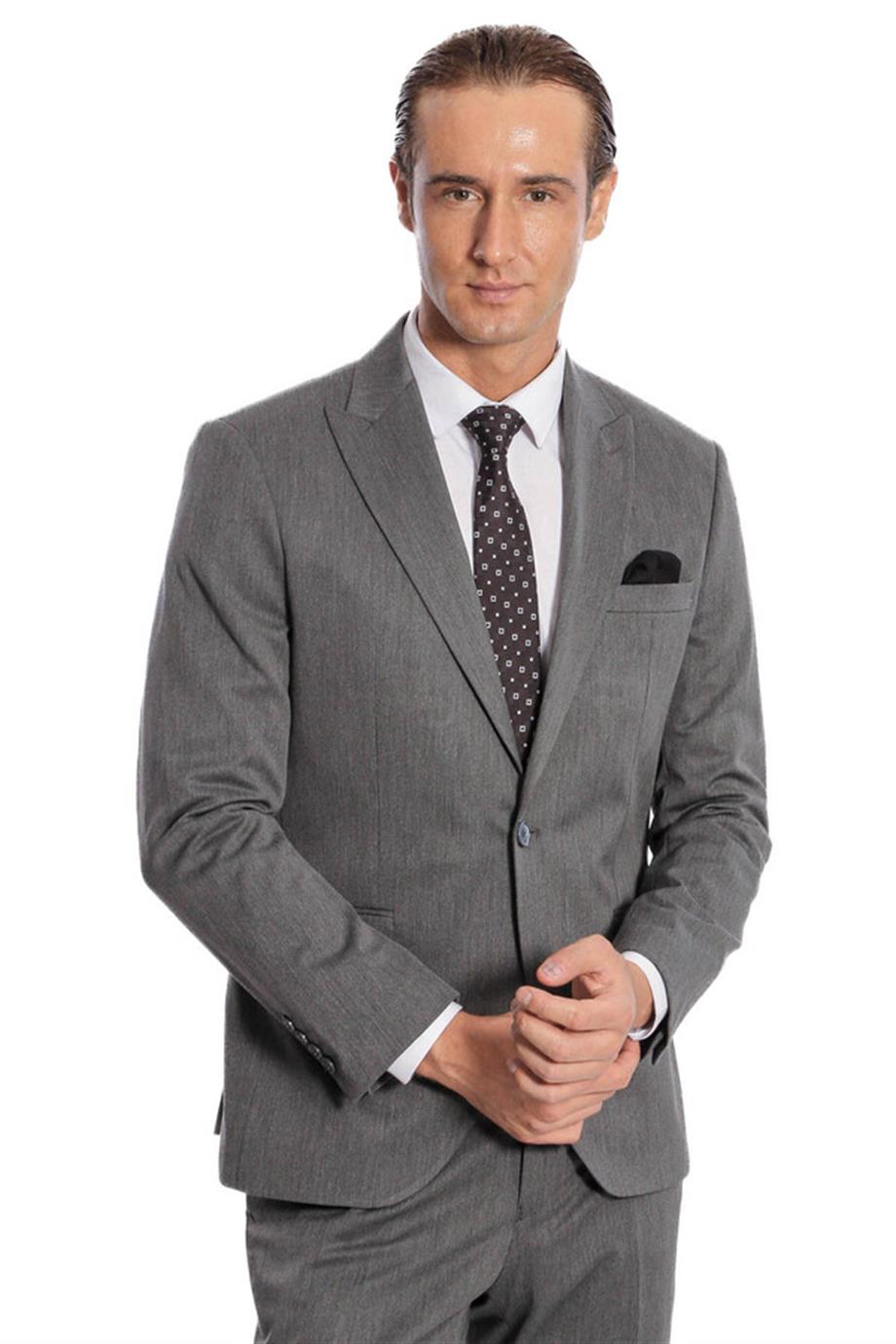 Desensiz İki Parça Slim Fit Antrasit Erkek Takım Elbise