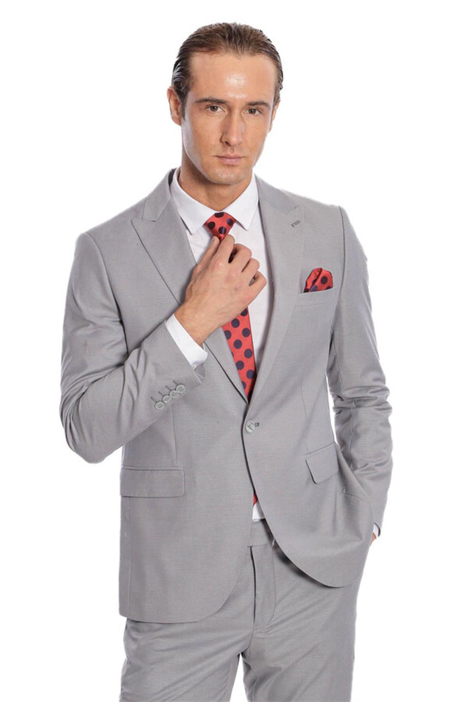 Desensiz İki Parça Slim Fit Gri Erkek Takım Elbise