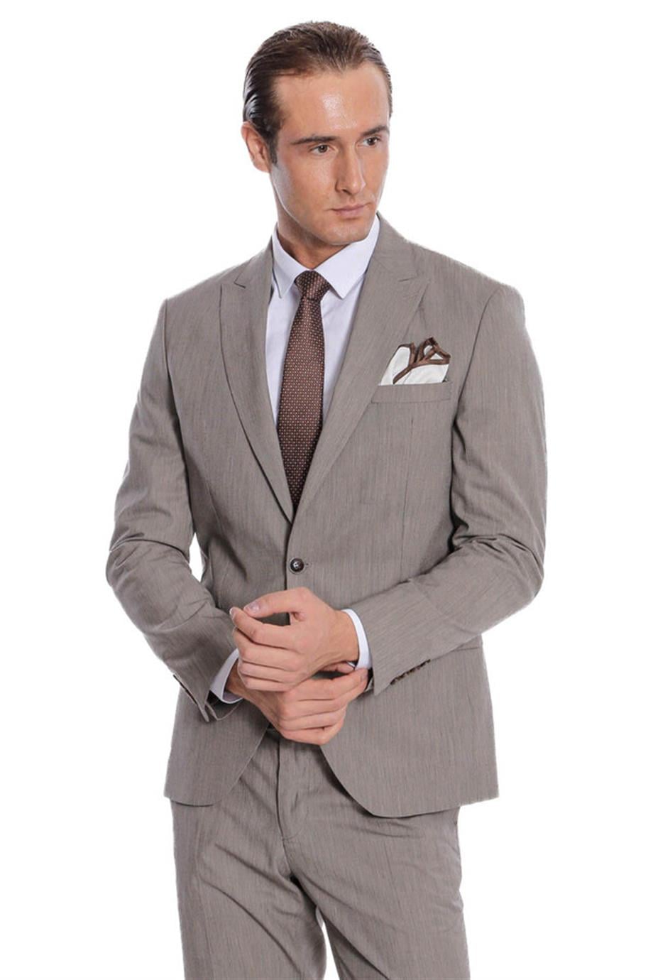 Desensiz İki Parça Slim Fit Koyu Gri Erkek Takım Elbise