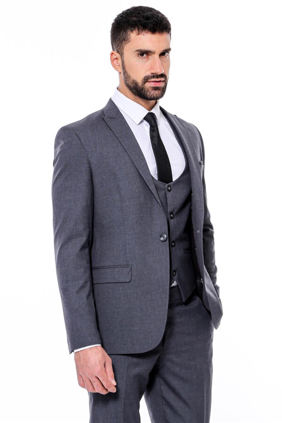 Desensiz Slim Fit Antrasit Erkek Takım Elbise