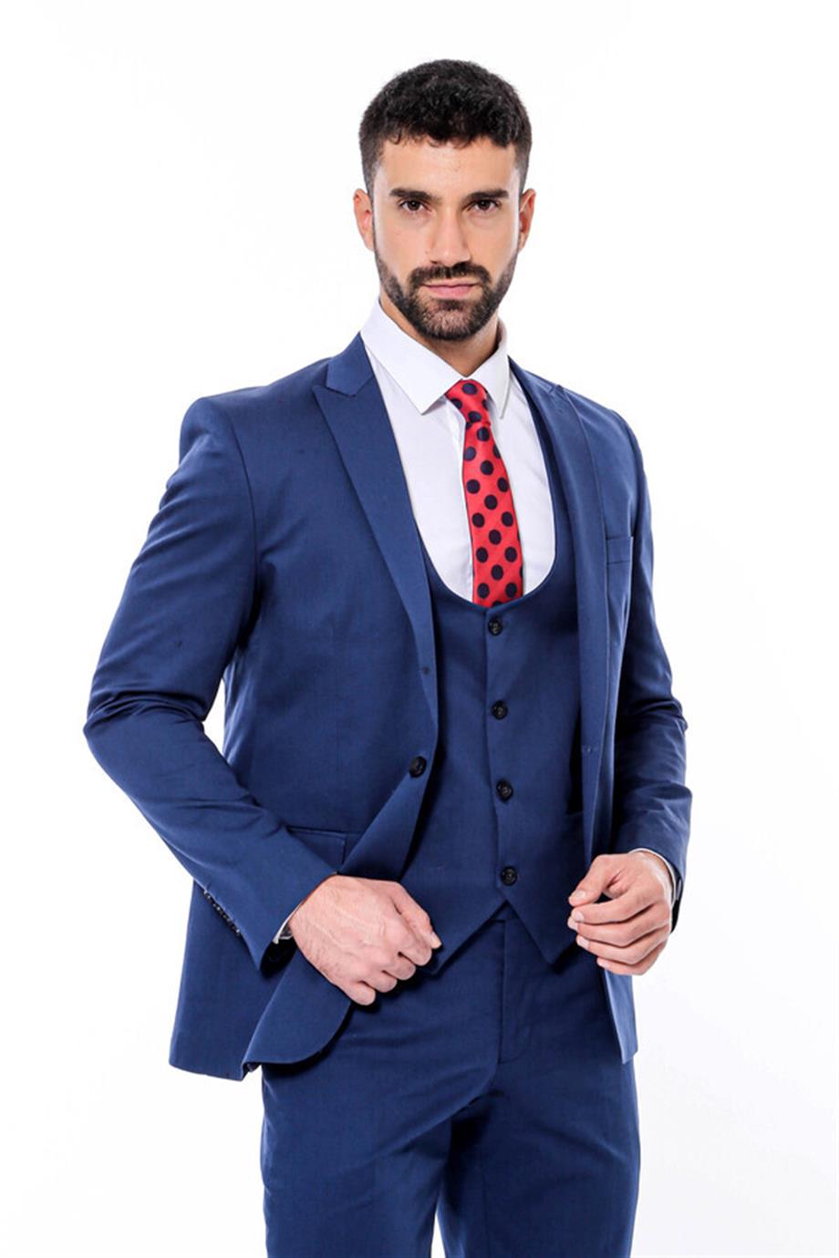 Desensiz Slim Fit Lacivert Erkek Takım Elbise