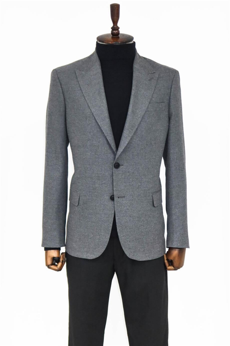 Desensiz Slim Fit Spor Gri Erkek Ceket