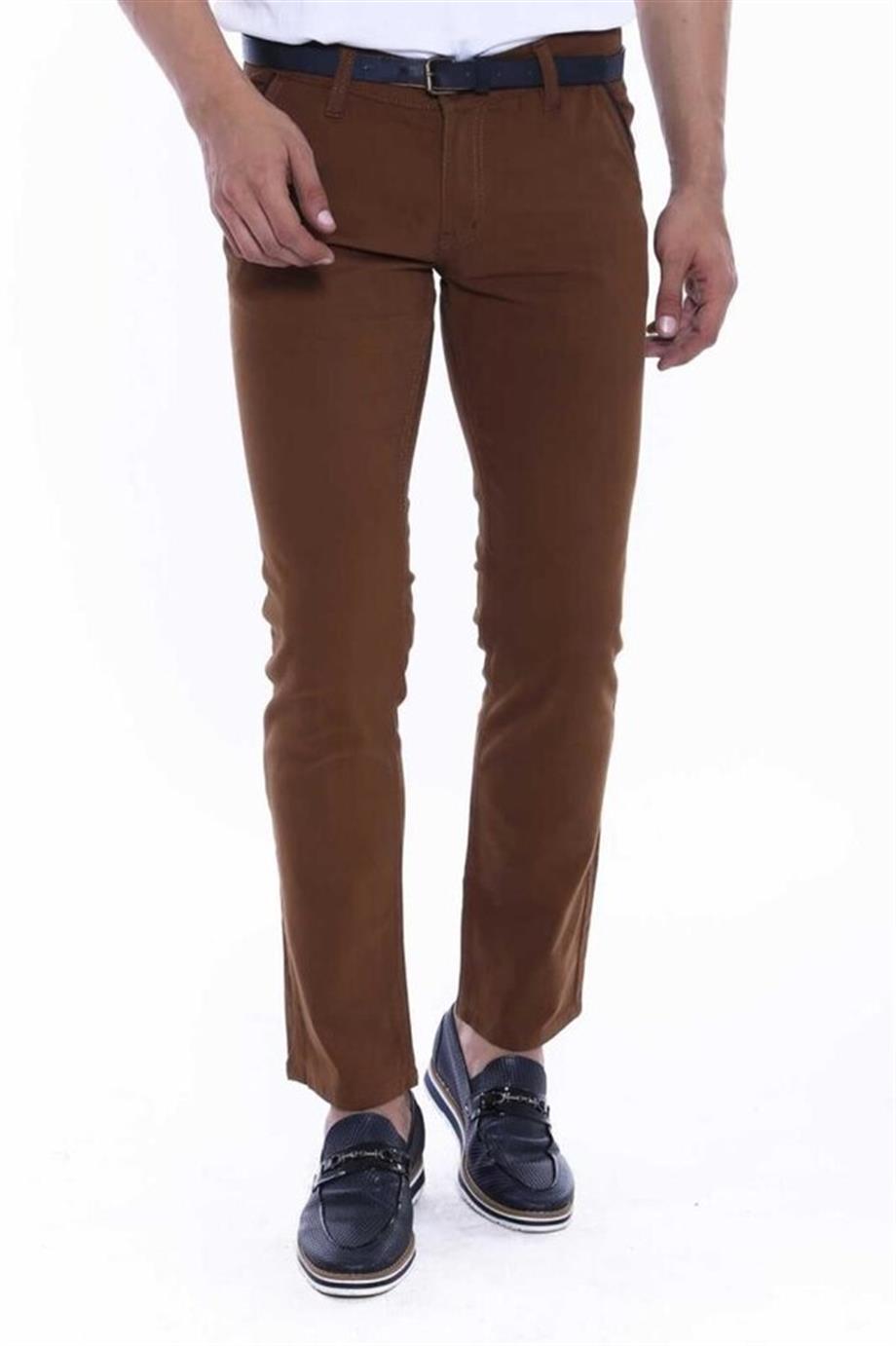 GABARDİN MODELLİ PANTOLON KAHVE