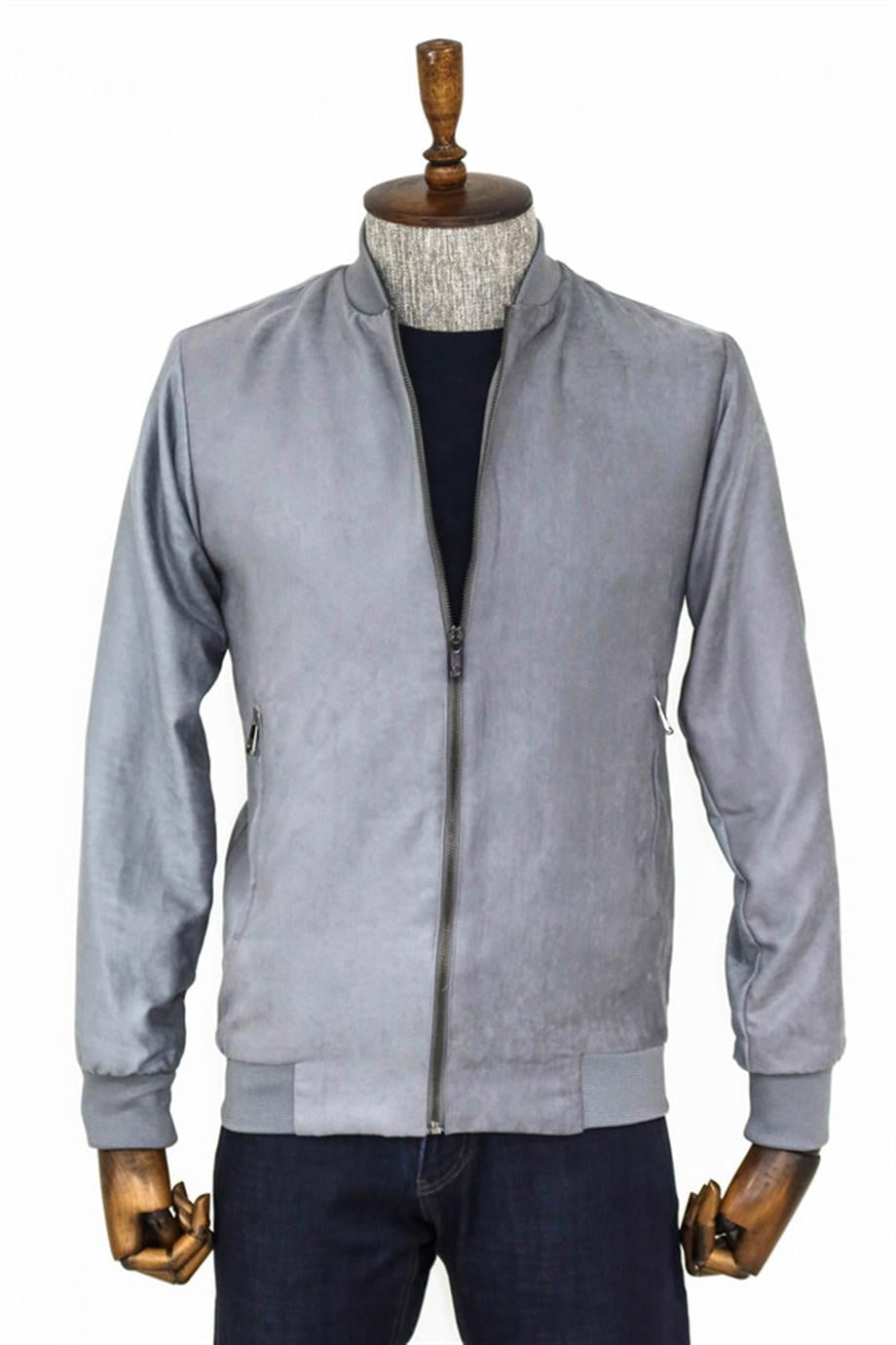 Gri Fermuarlı Bomber