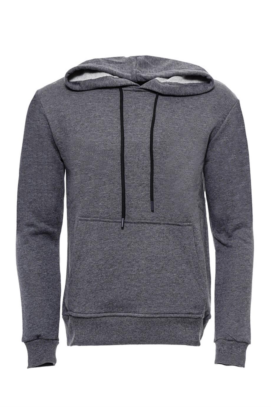 Kapşonlu Cepli Düz Füme Erkek Sweat