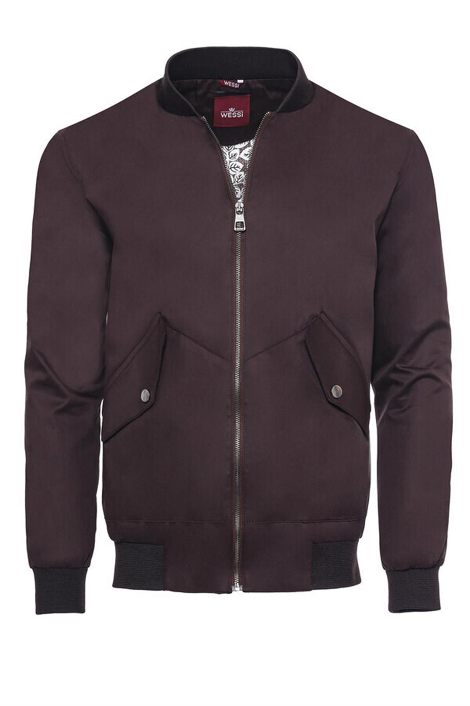 Koyu Kahve Cep Detaylı Bomber Mont