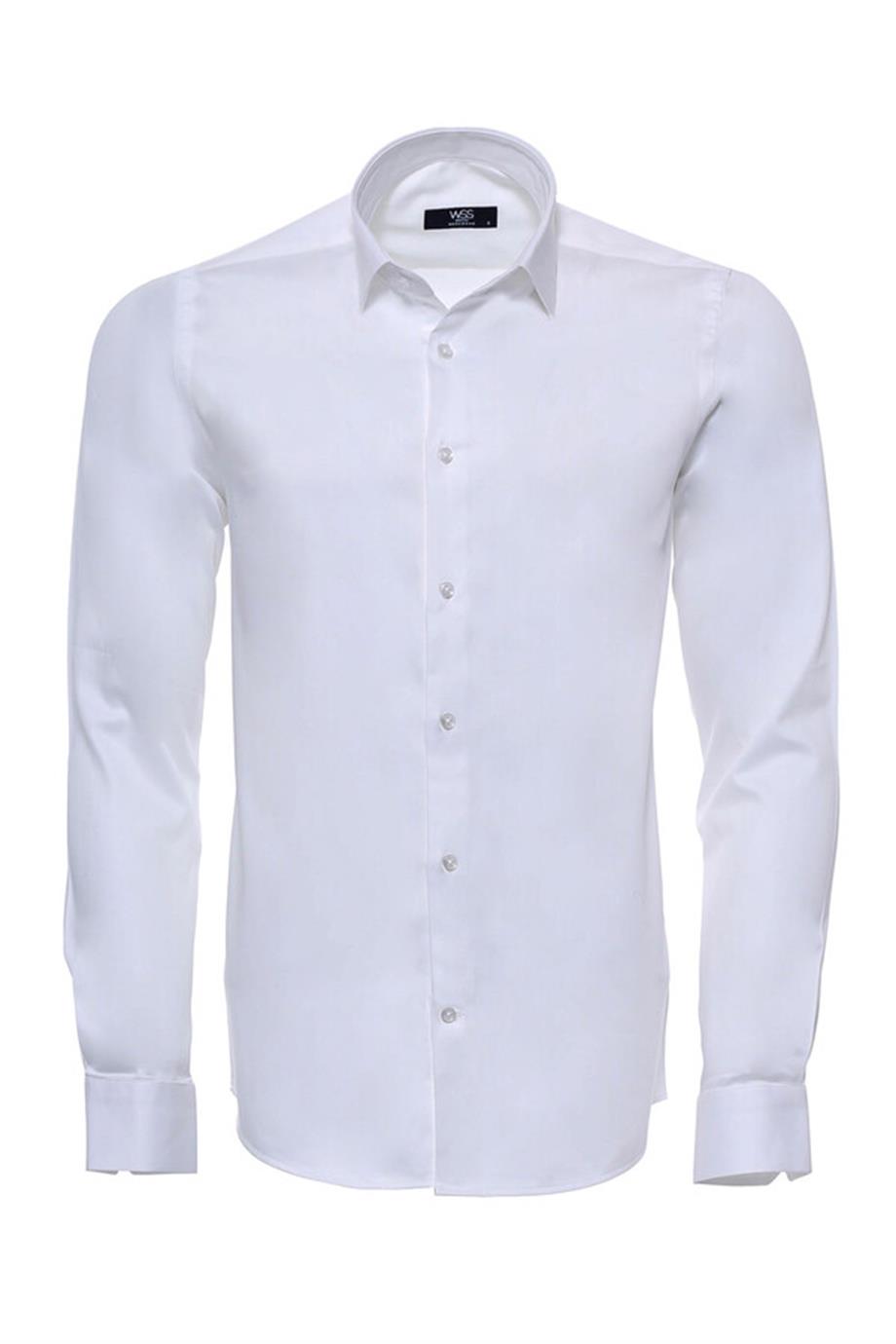 Krem Slimfit Uzun Kollu Gömlek