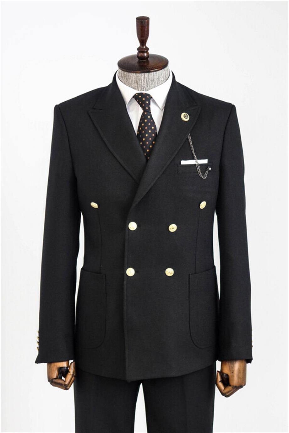 Kruvaze Slim Fit Siyah Erkek Ceket
