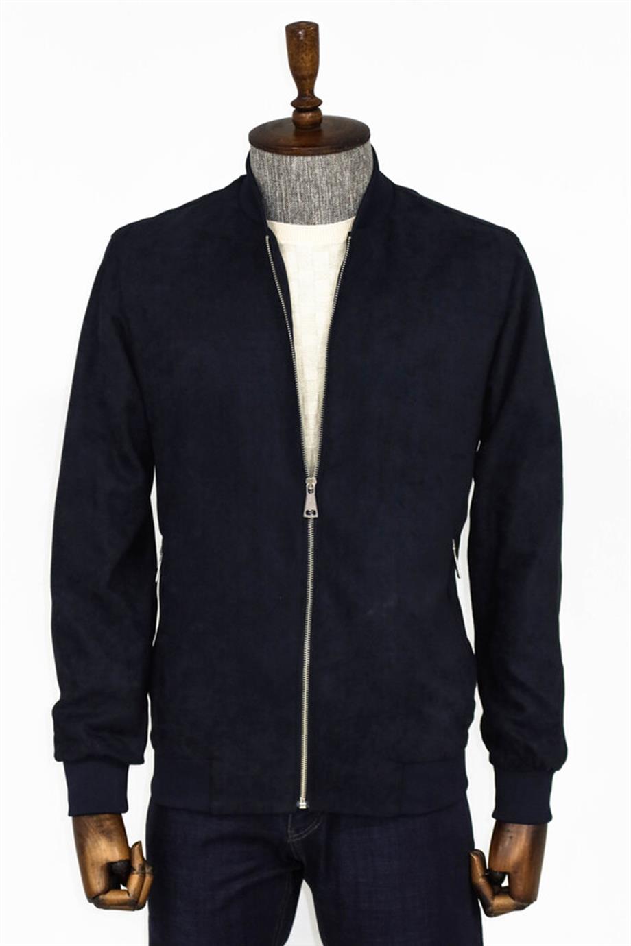 Lacivert Desensiz Bomber Ceket