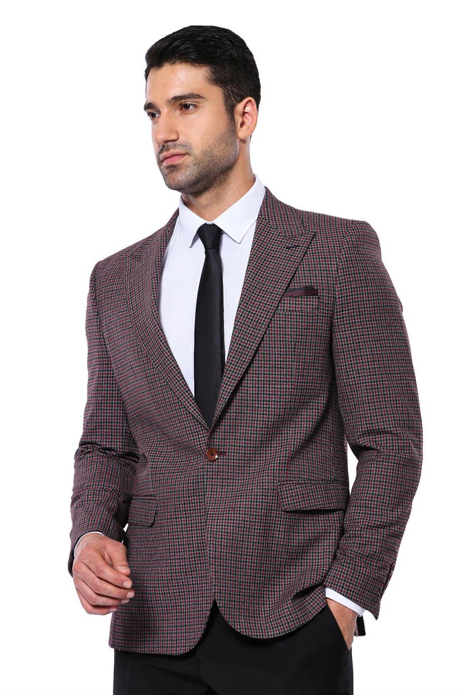 Pöti Kare Slim Fit Tek Düğme Siyah Erkek Ceket